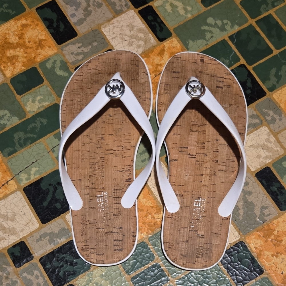 Michael Kors White Sandals with Cork Footbed